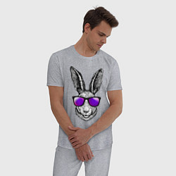Пижама хлопковая мужская Клевый заяц, цвет: меланж — фото 2