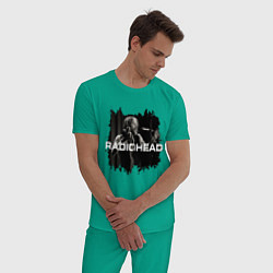 Пижама хлопковая мужская Radiohead, цвет: зеленый — фото 2
