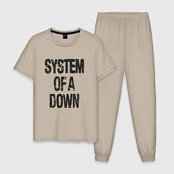 Пижама хлопковая мужская System of a down, цвет: миндальный