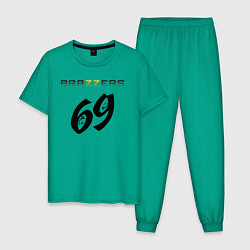 Пижама хлопковая мужская Brazzers 69, цвет: зеленый