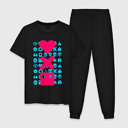 Пижама хлопковая мужская LOVE DEATH ROBOTS LDR, цвет: черный