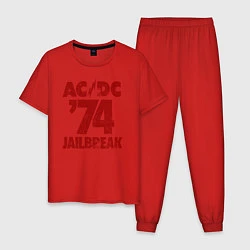 Пижама хлопковая мужская ACDC 74 jailbreak, цвет: красный