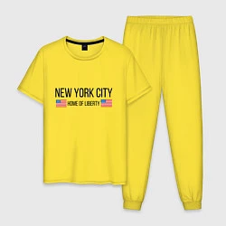 Пижама хлопковая мужская NEW YORK, цвет: желтый