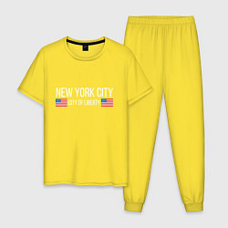 Пижама хлопковая мужская NEW YORK, цвет: желтый