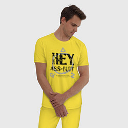 Пижама хлопковая мужская Hey, Ass-Butt, цвет: желтый — фото 2