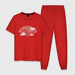 Пижама хлопковая мужская ВЕЕР САКУРА, цвет: красный