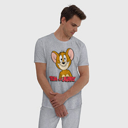 Пижама хлопковая мужская Tom & Jerry, цвет: меланж — фото 2