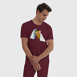 Пижама хлопковая мужская Jerry, цвет: меланж-бордовый — фото 2