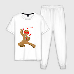 Пижама хлопковая мужская Пряничный ниндзя, цвет: белый
