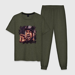 Пижама хлопковая мужская Ice Cube, цвет: меланж-хаки
