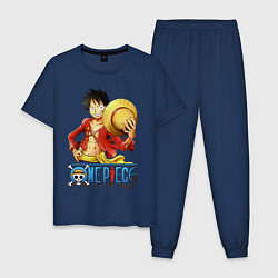 Пижама хлопковая мужская One Piece, цвет: тёмно-синий