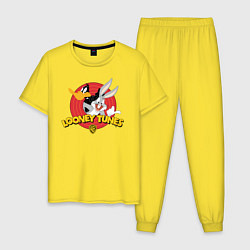 Пижама хлопковая мужская Багз Банни и Даффи Дак, цвет: желтый