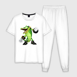 Пижама хлопковая мужская Sonic Crocodile, цвет: белый