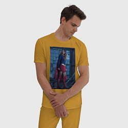 Пижама хлопковая мужская Supergirl, цвет: горчичный — фото 2