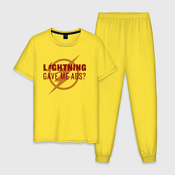 Пижама хлопковая мужская Lightning Gave Me Abs?, цвет: желтый