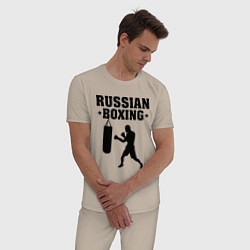 Пижама хлопковая мужская Russian Boxing, цвет: миндальный — фото 2