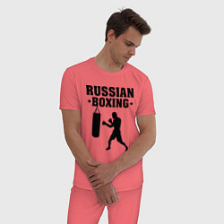 Пижама хлопковая мужская Russian Boxing, цвет: коралловый — фото 2