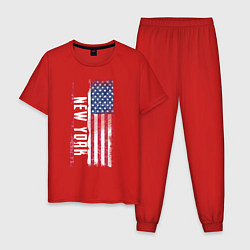 Пижама хлопковая мужская New York, цвет: красный