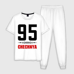 Пижама хлопковая мужская 95 Chechnya, цвет: белый