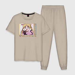 Пижама хлопковая мужская Sailor Moon Usagi Tsukino Luna, цвет: миндальный