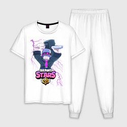 Пижама хлопковая мужская BRAWL STARS DJ FRANK, цвет: белый