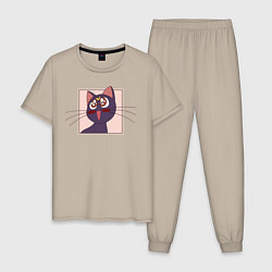 Пижама хлопковая мужская Luna, Sailor Moon, цвет: миндальный