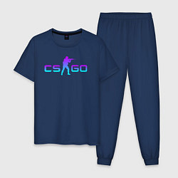 Пижама хлопковая мужская CS GO NEON, цвет: тёмно-синий