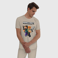 Пижама хлопковая мужская MINECRAFT, цвет: миндальный — фото 2