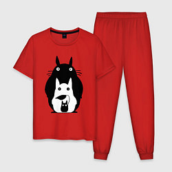 Пижама хлопковая мужская Тоторо, цвет: красный
