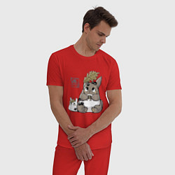 Пижама хлопковая мужская Тоторо, цвет: красный — фото 2