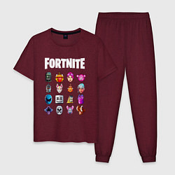 Пижама хлопковая мужская FORTNITE, цвет: меланж-бордовый
