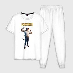 Пижама хлопковая мужская Meowcles Fortnite 2, цвет: белый