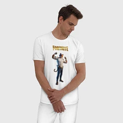 Пижама хлопковая мужская Meowcles Fortnite 2, цвет: белый — фото 2