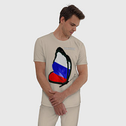 Пижама хлопковая мужская Россия, цвет: миндальный — фото 2