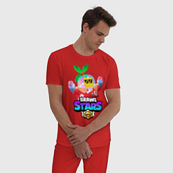 Пижама хлопковая мужская BRAWL STARS TROPICAL SPROUT, цвет: красный — фото 2