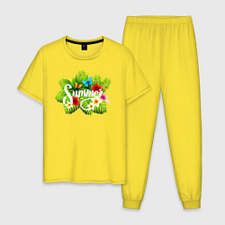 Пижама хлопковая мужская ЛЕТО, цвет: желтый