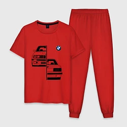 Пижама хлопковая мужская BMW БМВ Z, цвет: красный