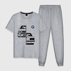 Пижама хлопковая мужская BMW БМВ Z, цвет: меланж