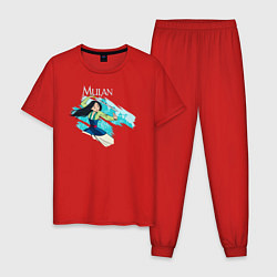 Пижама хлопковая мужская Mulan Warrior, цвет: красный