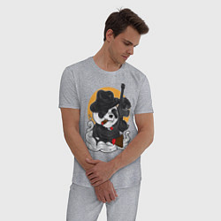 Пижама хлопковая мужская Panda Gangster, цвет: меланж — фото 2
