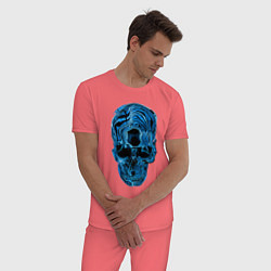 Пижама хлопковая мужская Skull - illusion, цвет: коралловый — фото 2