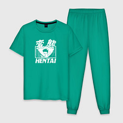 Пижама хлопковая мужская Hentai, цвет: зеленый