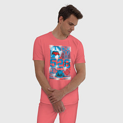Пижама хлопковая мужская Лига справедливости, цвет: коралловый — фото 2
