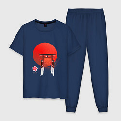 Пижама хлопковая мужская Япония, цвет: тёмно-синий