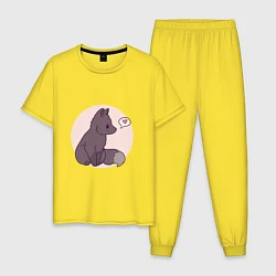 Пижама хлопковая мужская Чёрный лисенок, цвет: желтый