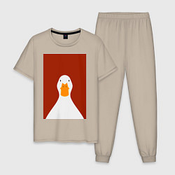 Пижама хлопковая мужская Утка, цвет: миндальный