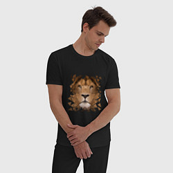 Пижама хлопковая мужская Лев, цвет: черный — фото 2
