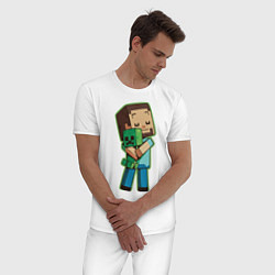 Пижама хлопковая мужская Minecraft, цвет: белый — фото 2