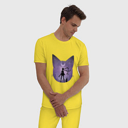 Пижама хлопковая мужская Лунный воен, цвет: желтый — фото 2