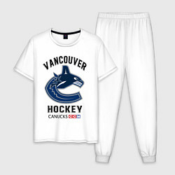 Пижама хлопковая мужская VANCOUVER CANUCKS NHL, цвет: белый